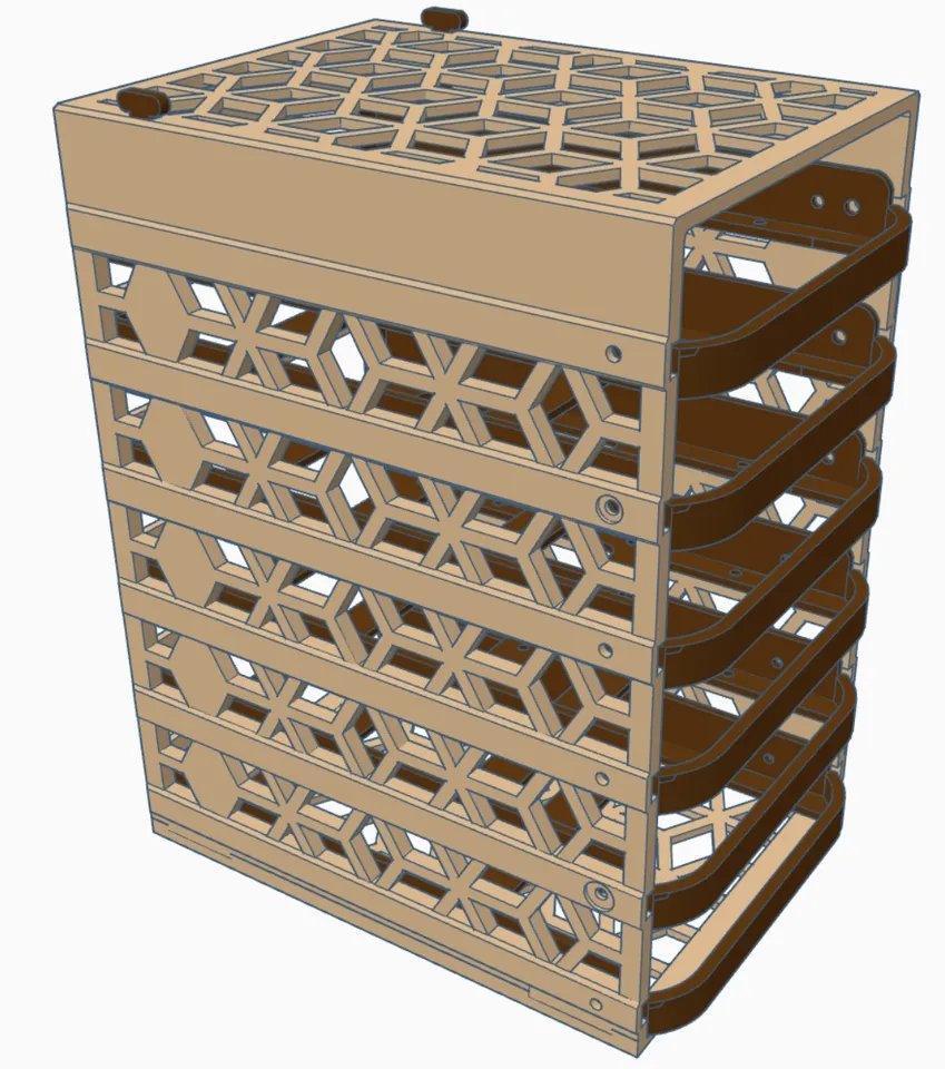 Корпус для 6 HDD/SSD с фиксацией дисков, креплениями для вентиляторов и магнитами