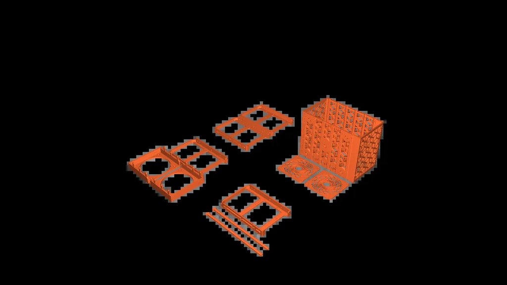 Корпус для 6 HDD/SSD с фиксацией дисков, креплениями для вентиляторов и магнитами