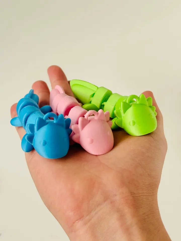 Подвижный аксолотль - Брелок для 3D-печати