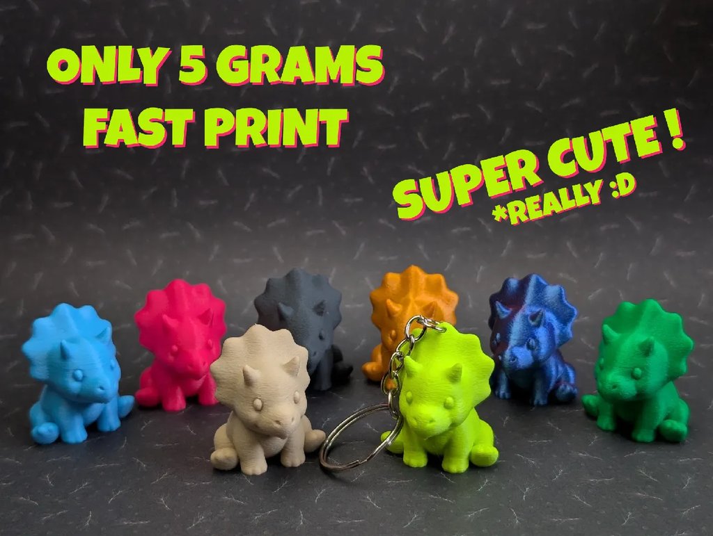 Милый мини-трицератопс + брелок