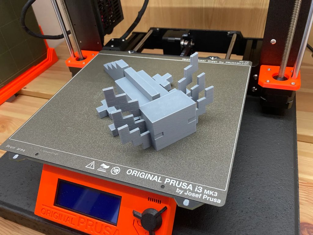 Гибкий аксолотль в стиле Minecraft