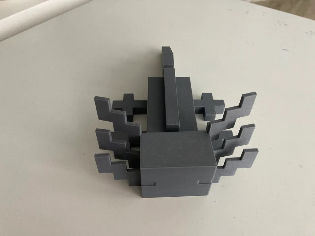Гибкий аксолотль в стиле Minecraft