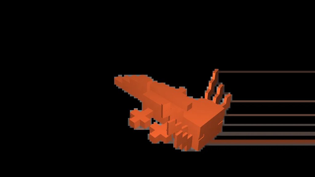 Гибкий аксолотль в стиле Minecraft
