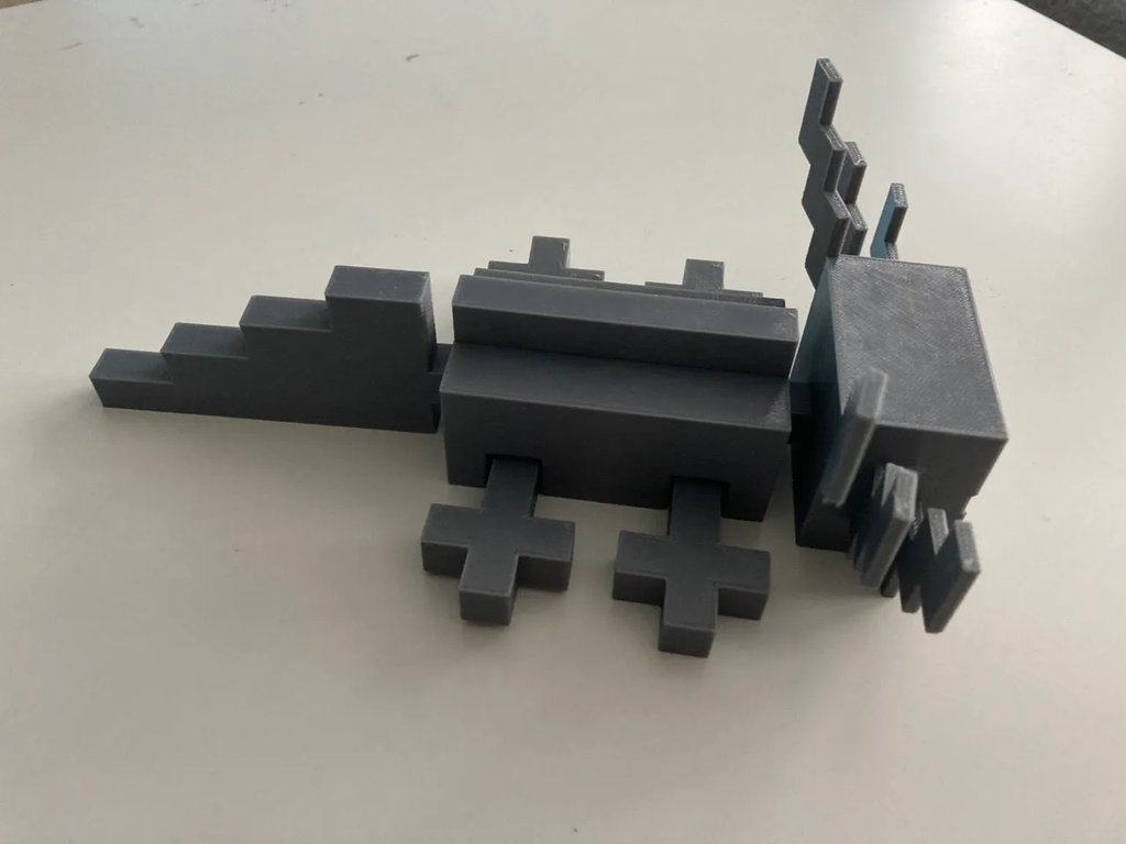 Гибкий аксолотль в стиле Minecraft