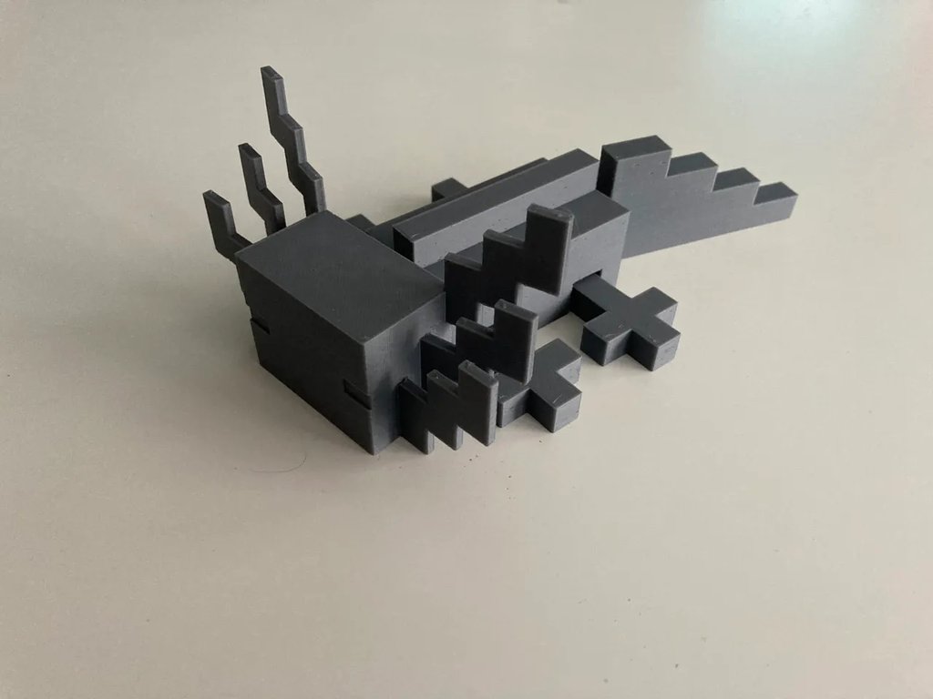 Гибкий аксолотль в стиле Minecraft