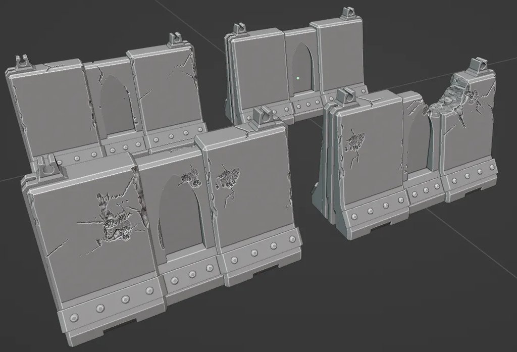 Высокие бетонные барьеры для варгейминга в стиле Grimdark