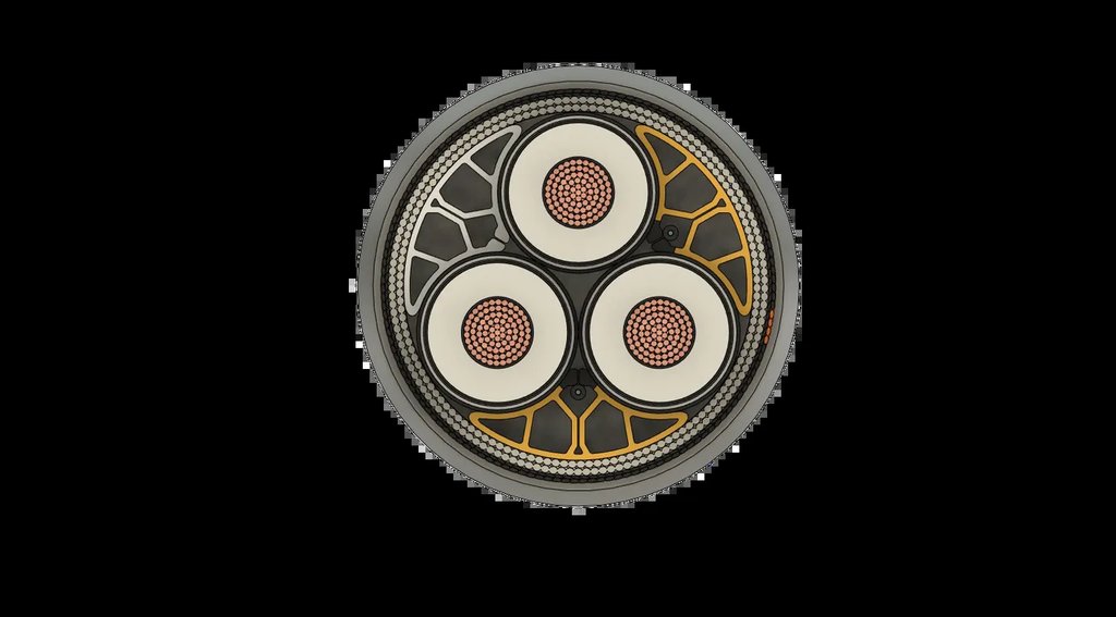 Высоковольтный подводный кабель с медным проводником и двойной броней