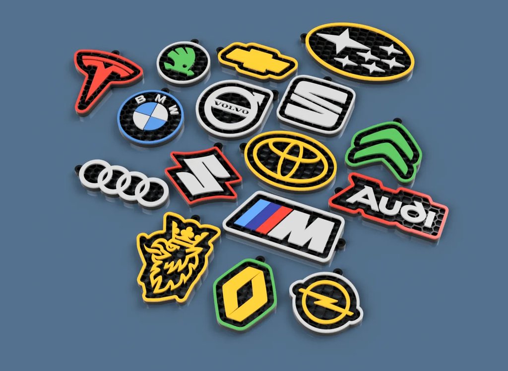 Брелоки в стиле сотовой структуры с логотипами автомобильных брендов. Часть 1