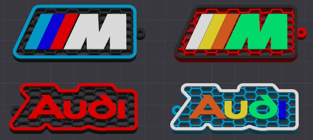 Брелоки в стиле сотовой структуры с логотипами автомобильных брендов. Часть 1