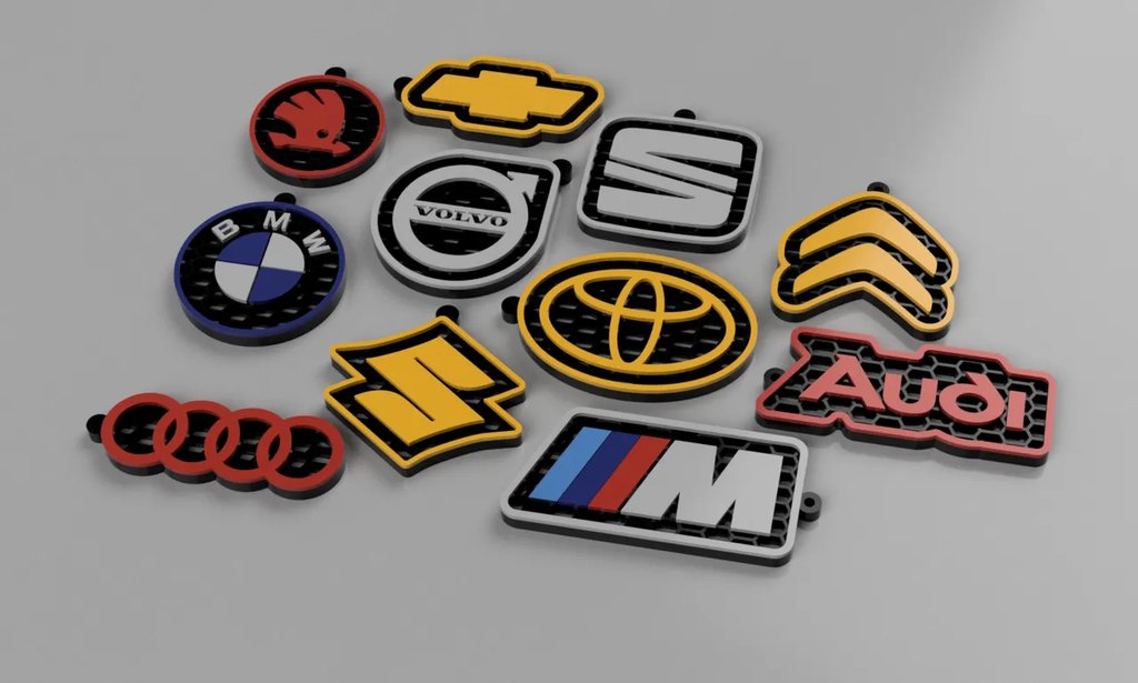 Брелоки в стиле сотовой структуры с логотипами автомобильных брендов. Часть 1