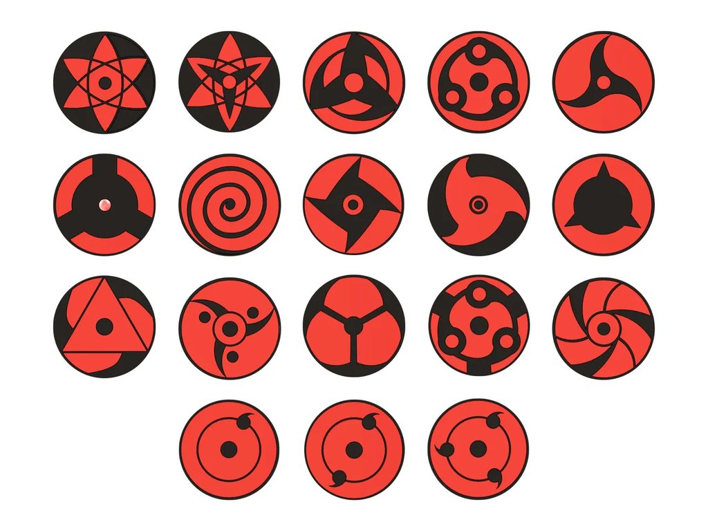 Набор брелоков "Глаза Мангекё Шаринган" (Наруто)