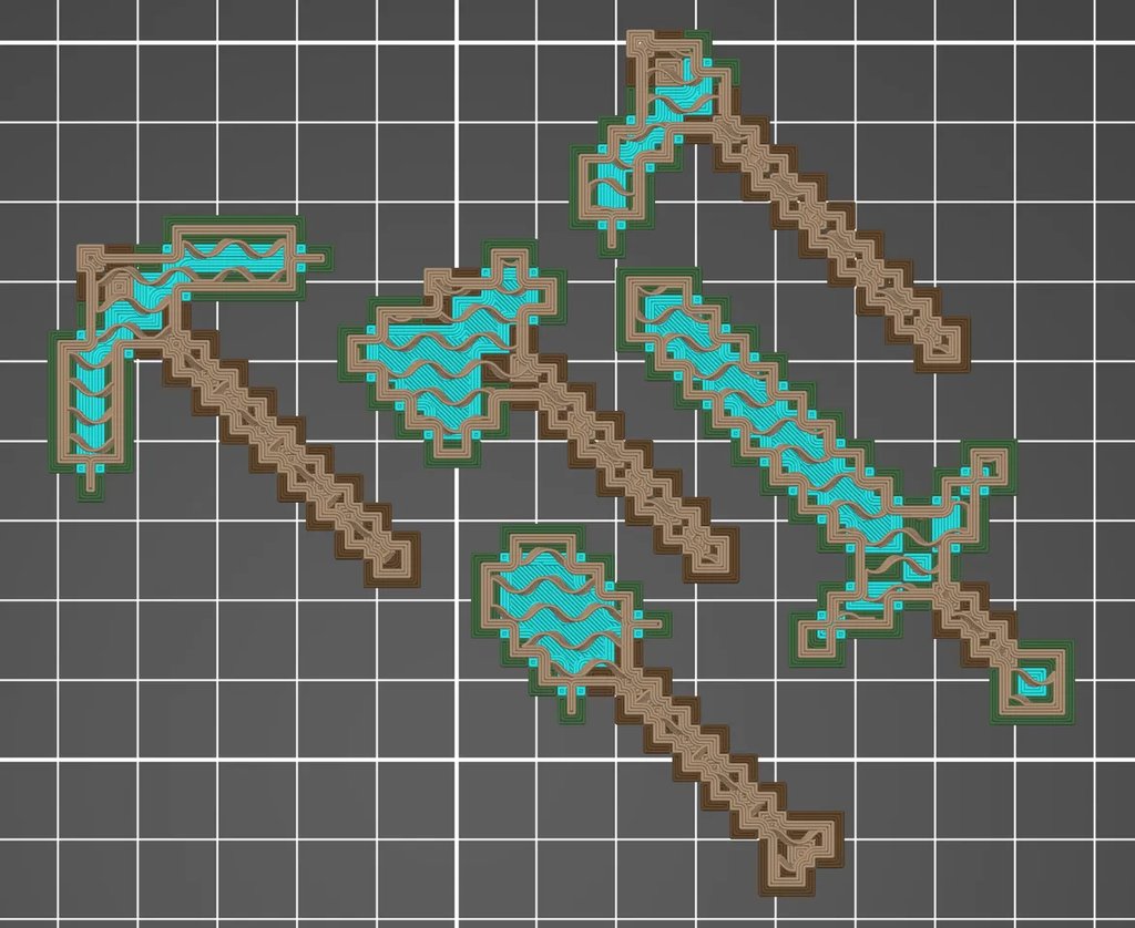 Набор инструментов Minecraft в разных цветах