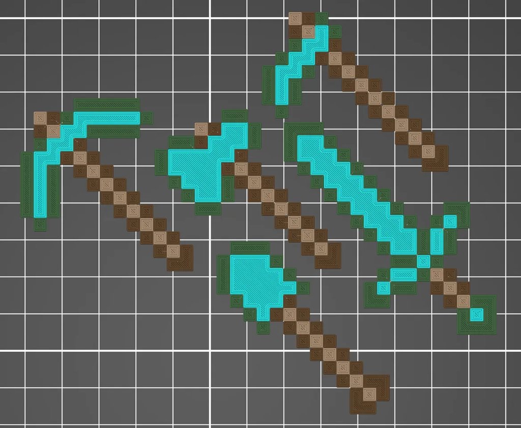 Набор инструментов Minecraft в разных цветах