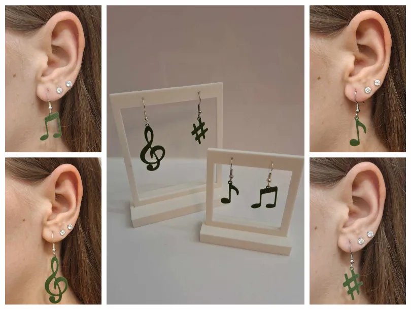Музыкальные украшения: набор сережек с музыкальными знаками