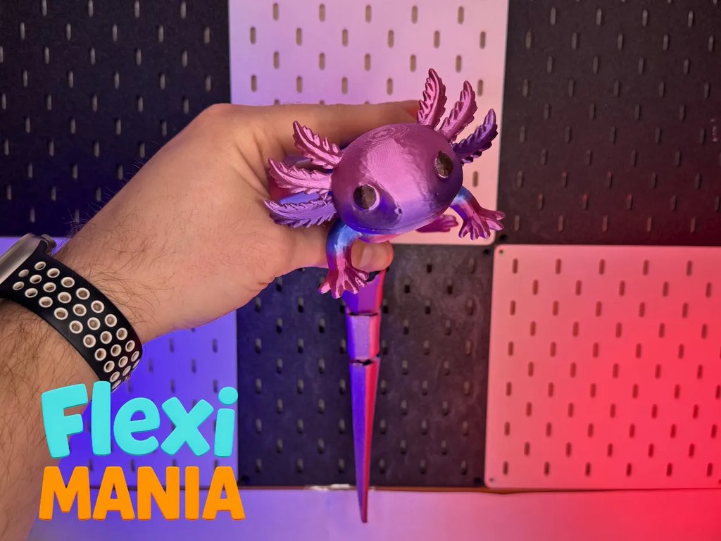 Гибкий аксолотль XXL | Цельный шарнирный аксолотль, милая модель